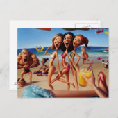 grappige vakantie met cartoon briefkaart (Voorkant / Achterkant)