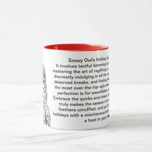 Grappige vakantie overlevingstips van een besneeuw mok (Midden)