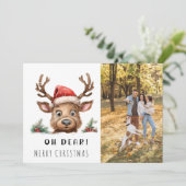 GRAPPIGE Vakantie Rendier Kerstmis Fotokaart (Staand voorkant)
