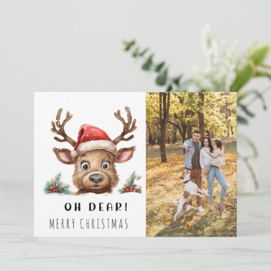 GRAPPIGE Vakantie Rendier Kerstmis Fotokaart (Staand voorkant)