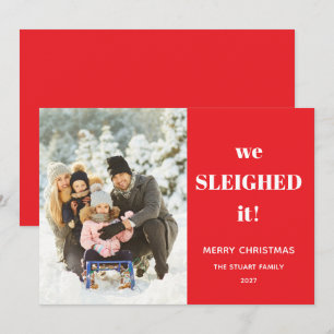 Grappige Vakantie Schattige Kerst Foto Geslaagd Feestdagenkaart