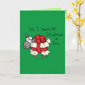 Grappige vakantie Schattige Schaap Kerstmis Cartoo Kaart (Gele Bloem)