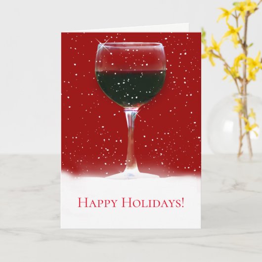 Grappige Vakantie Wijn Kerstmis Kaart (Gele Bloem)