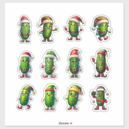 Grappige vakantieaugurken in kerstmannenhoeden sticker