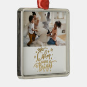 Grappige vakantiefoto zelden rustige kerst metalen ornament (Rechts)