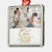 Grappige vakantiefoto zelden rustige kerst metalen ornament (Links)