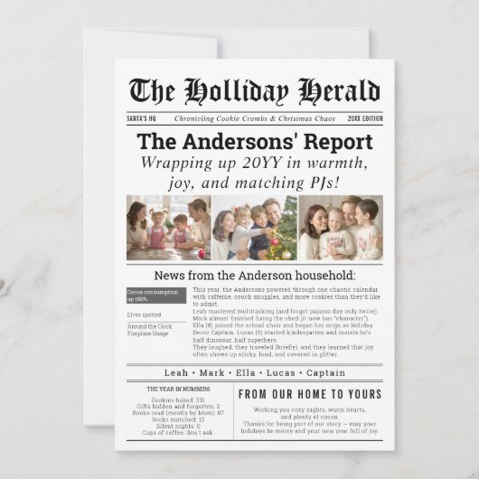 Grappige Vakkrant Familiekaart 3 Foto's Nieuws Feestdagenkaart (Voorkant)