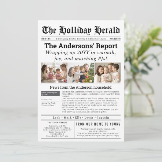 Grappige Vakkrant Familiekaart 3 Foto's Nieuws Feestdagenkaart (Staand voorkant)