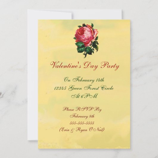 GRAPPIGE VALENTIJN CAT, ROZE ROZENHART RSVP KAART (Achterkant)