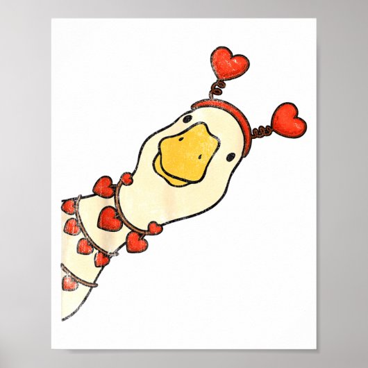 Grappige Valentijn Dwaze Ganzen Eend Hart Liefde M Poster (Voorkant)