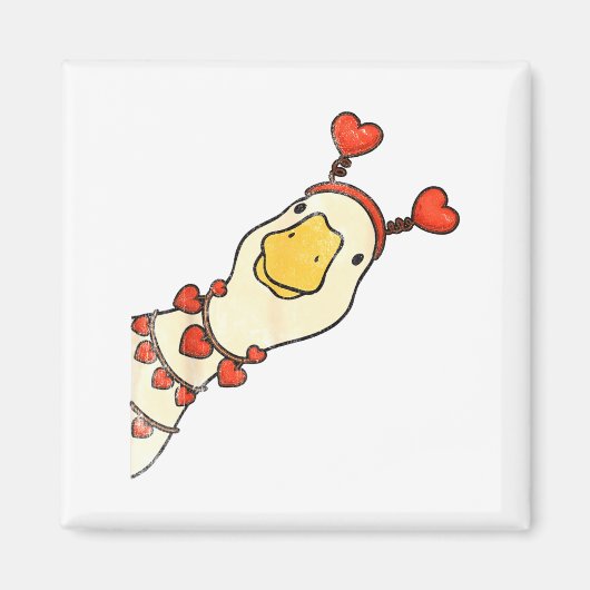 Grappige Valentijn Dwaze Ganzen Eend Hart Liefdesm Magneet (Voorkant)