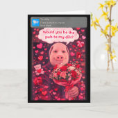 Grappige Valentijn Gen Z Humor Varkens Koppel Meme Kaart (Gele Bloem)