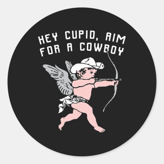 Grappige Valentijn Hey Cupido Ronde Sticker (Voorkant)