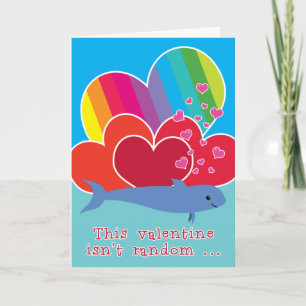 Grappige Valentijn met Porpoise Pun Rainbow Heart Feestdagen Kaart