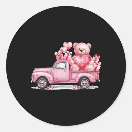 Grappige Valentijn Roze Mooie Auto Vrouwen Matchin Ronde Sticker (Voorkant)