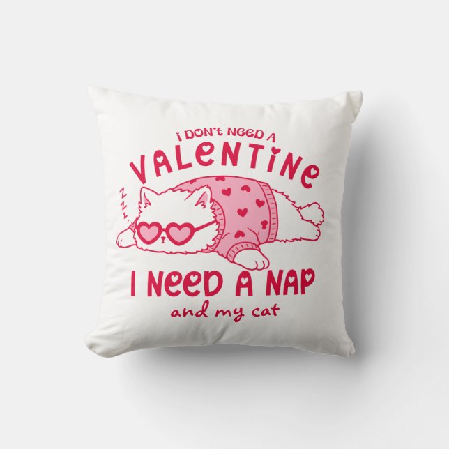 Grappige Valentijn slapende kat gepersonaliseerd  Kussen (Voorkant)