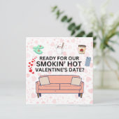Grappige Valentijn Smokin' Hot Date Night Kaart (Staand voorkant)
