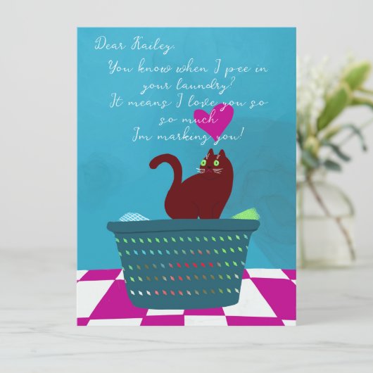 Grappige Valentijn van Bad Cat Custom Kaart (Staand voorkant)