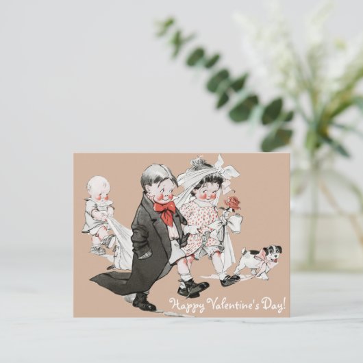 Grappige Valentijn Vintage bruiloft Briefkaart (Staand voorkant)