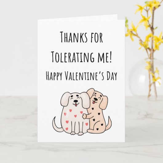Grappige Valentijnsdag Bedankt Voor Het Tolereren  Kaart (Gele Bloem)