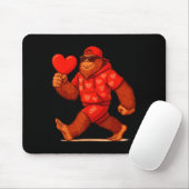 Grappige Valentijnsdag Bigfoot Hart Sungles Sasqua Muismat (Met muis)