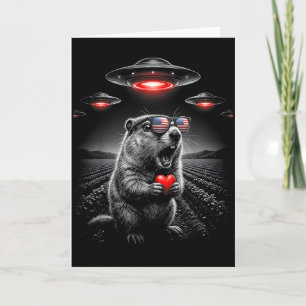 Grappige Valentijnsdag Bosmarmot Selfie Alien Ufo Kaart