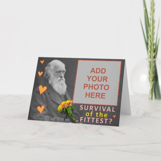 Grappige Valentijnsdag Charles Darwin Custom Photo Feestdagen Kaart (Voorkant)