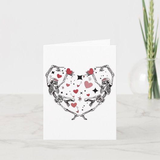 Grappige Valentijnsdag Dansend Skelet Hart  Kaart (Voorkant)