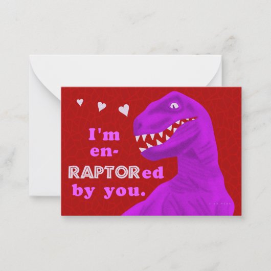 Grappige Valentijnsdag Dinosaurus Pun Kinder klasl Notitiekaartje (Voorkant)
