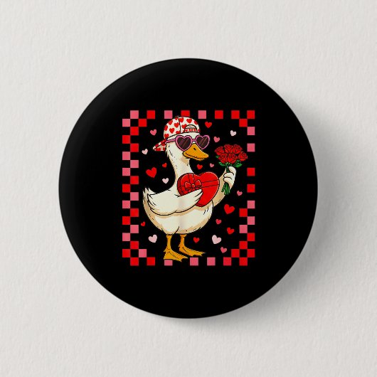 Grappige Valentijnsdag Eend Hart Valentijn Cud Kin Ronde Button 5,7 Cm (Voorkant)