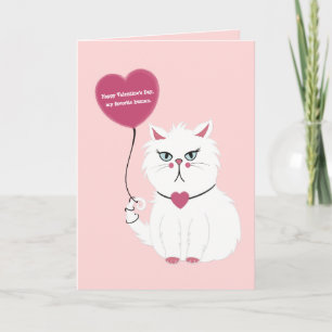 Grappige Valentijnsdag Grumpy White Cat Flat Kaart