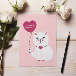 Grappige Valentijnsdag Grumpy White Cat Flat Kaart