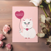 Grappige Valentijnsdag Grumpy White Cat Flat Kaart