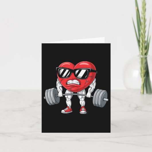 Grappige Valentijnsdag Hart Gewichtheffen Deadlift Kaart (Voorkant)