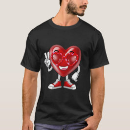 Grappige Valentijnsdag Hart Vrede Hand Zonnebril T-shirt