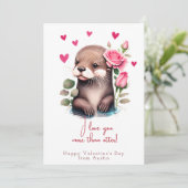 Grappige Valentijnsdag Ik hou meer van je dan otte Feestdagenkaart (Staand voorkant)