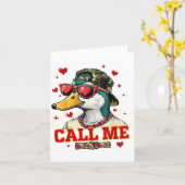 Grappige Valentijnsdag Jongen Eend Jagen Bel Me To Kaart (Gele Bloem)