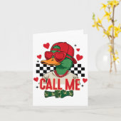 Grappige Valentijnsdag Jongen Eend Jagen Bel Me To Kaart (Gele Bloem)