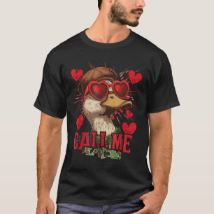 Grappige Valentijnsdag Jongen Eend Jagen Bel Me To T-shirt