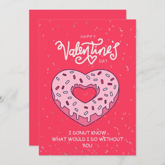 Grappige Valentijnsdag Kaart Donut Jubileum Kaart (Voorkant / Achterkant)