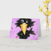 Grappige Valentijnsdag Kaart In Love Crow met Roos (Gele Bloem)