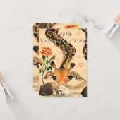 Grappige Valentijnsdag Kaart met romantische Giraf (Voorkant / Achterkant in situ)