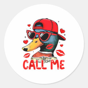 Grappige Valentijnsdag noem me eendenjacht mannen Ronde Sticker