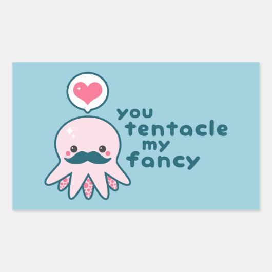 Grappige Valentijnsdag Octopus Rechthoekige Sticker (Voorkant)