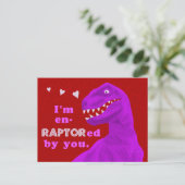 Grappige Valentijnsdag Raptor Dinosaurus Pun Kinde Feestdagenkaart (Staand voorkant)