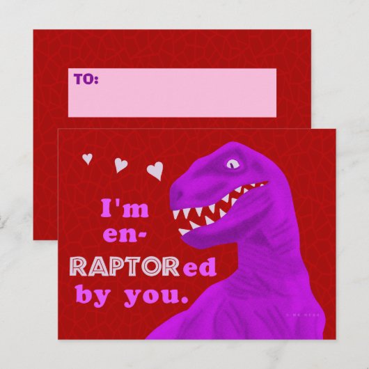 Grappige Valentijnsdag Raptor Dinosaurus Pun Kinde Feestdagenkaart (Voorkant / Achterkant)
