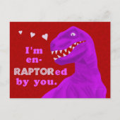 Grappige Valentijnsdag Raptor Dinosaurus Pun Kinde Feestdagenkaart (Voorkant)