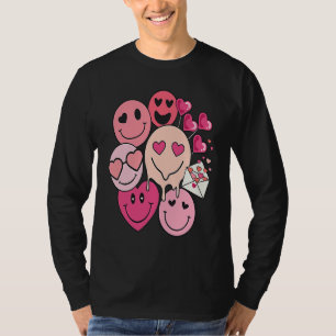 Grappige Valentijnsdag retro glimlach hart snoep T-shirt