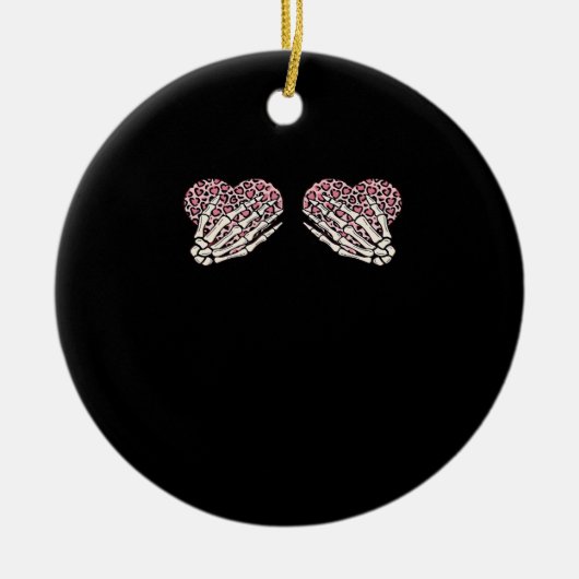 Grappige Valentijnsdag Skelet Handen Harten Meisje Keramisch Ornament (Voorkant)