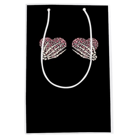 Grappige Valentijnsdag Skelet Handen Harten Meisje Medium Cadeauzakje (Voorkant)